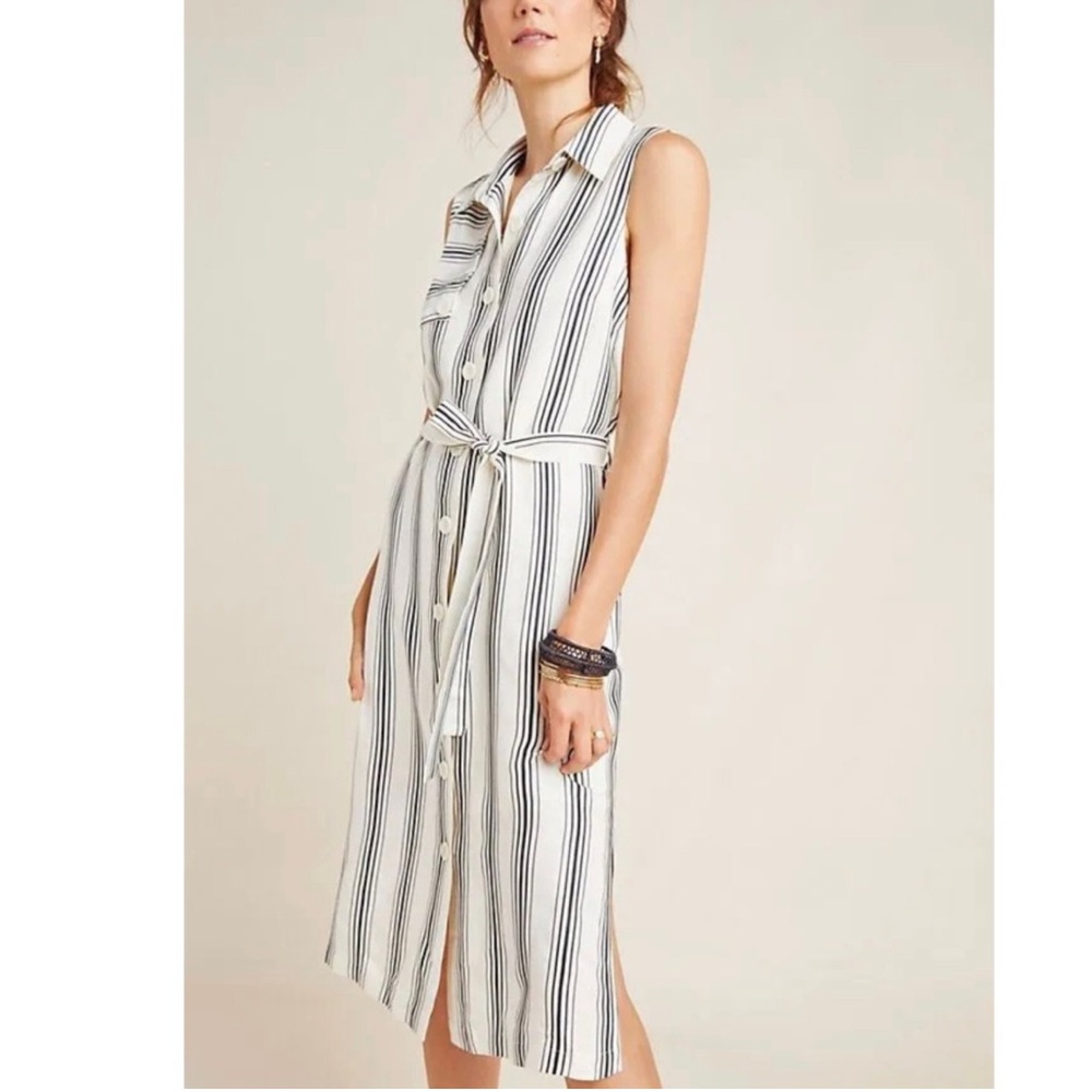 Maeve Esther Sleeveless Button-Down Striped Dress • Anthropologie